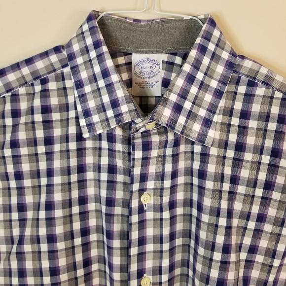 Brooks Brothers Slim Fit Gingham Dress Shirt 16.5 - Picture 3 of 16